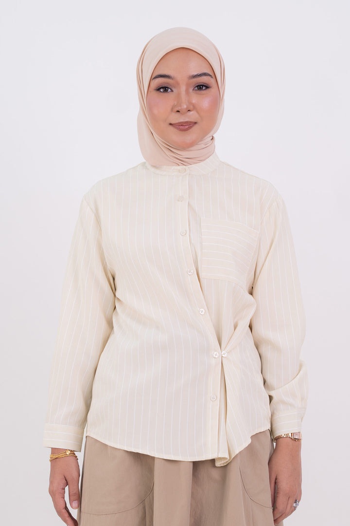 Maureen Striped Shirt Light Beige