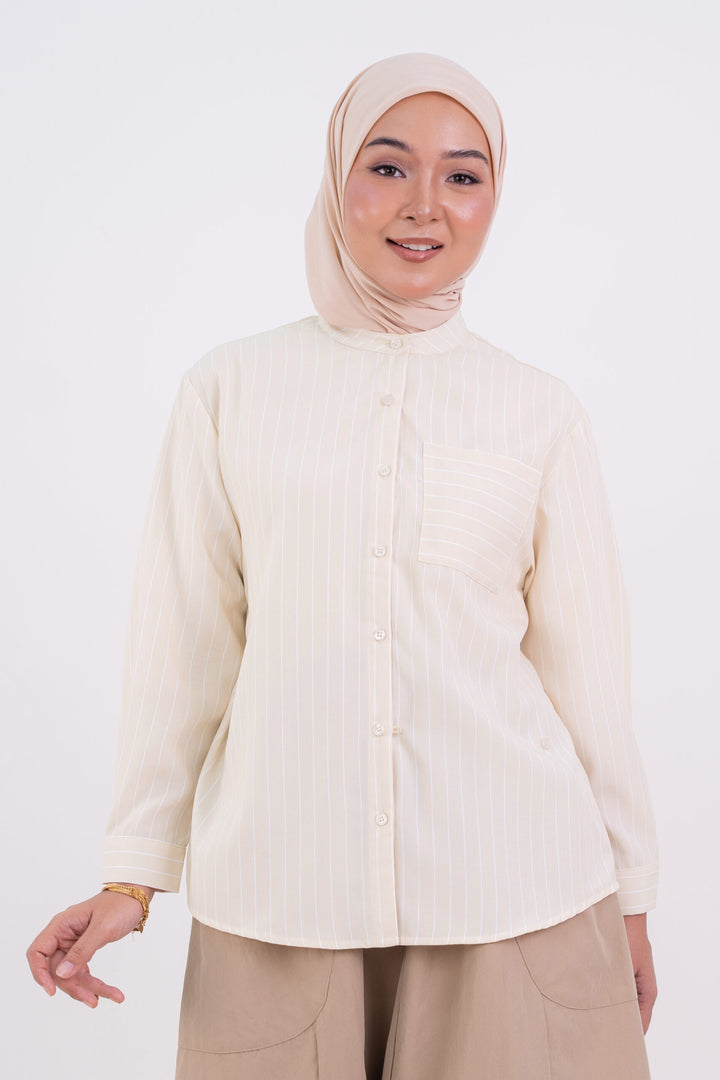 Maureen Striped Shirt Light Beige