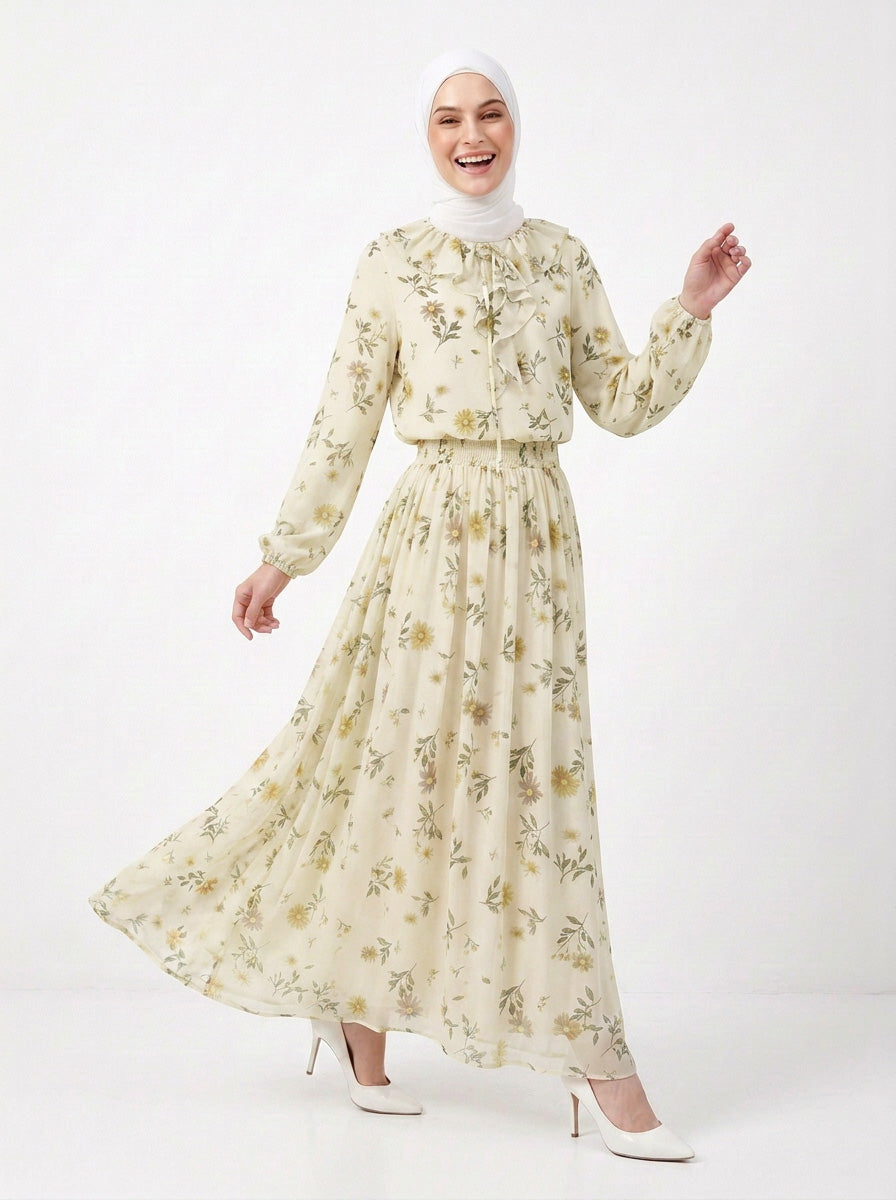 Moira Printed Chiffon Skirt (A)