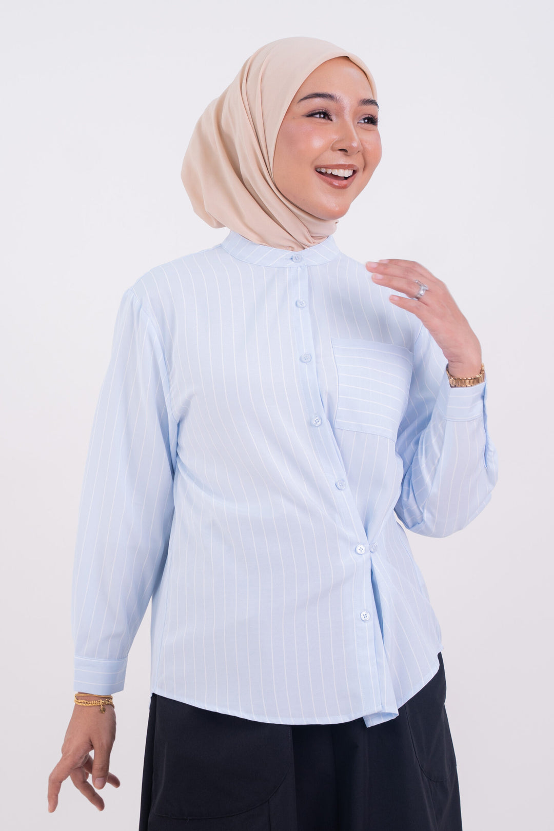 Maureen Striped Shirt Light Blue