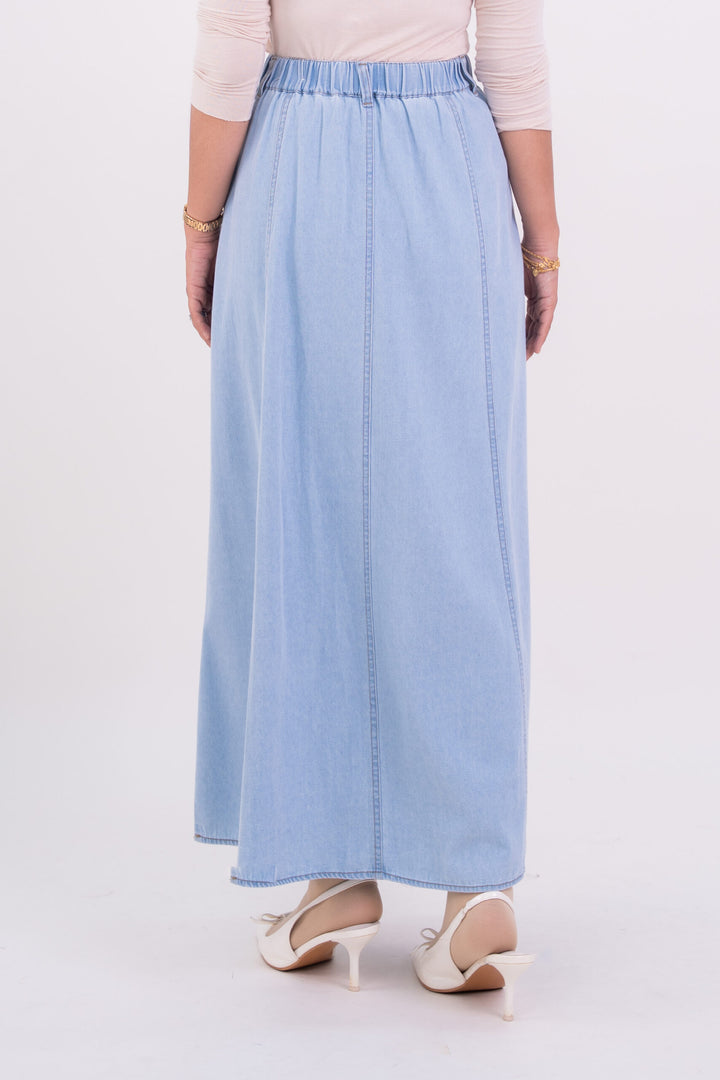 Mila Denim A-Line Skirt Light Blue