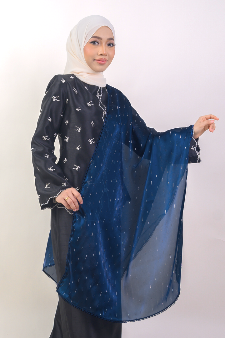 Maharani Embellished Organdy Selendang Royal Blue