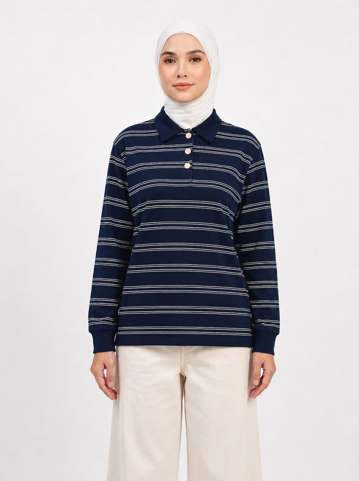 Larissa Stripe Cotton Knit Blouse