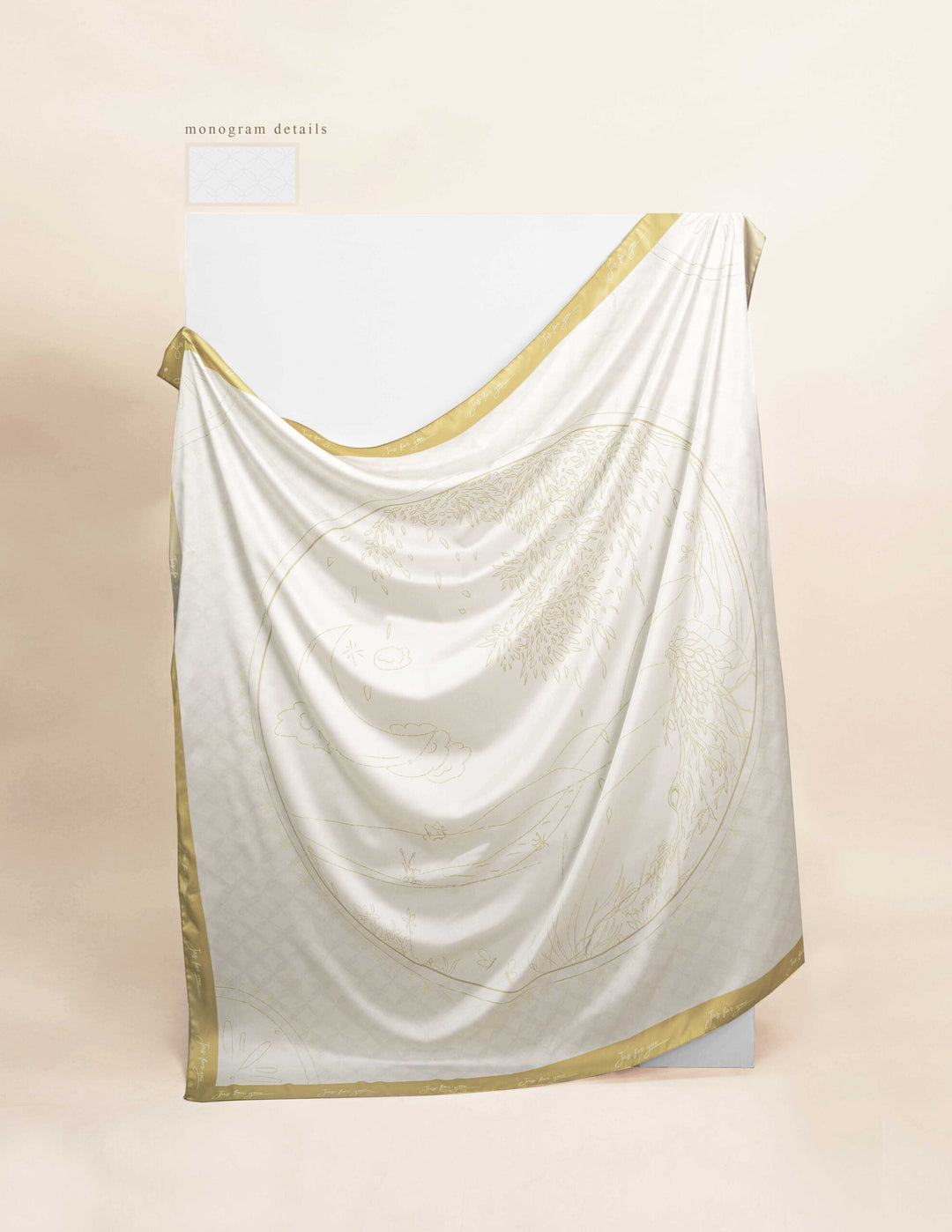 Khadeeja Satin Printed Square Gold