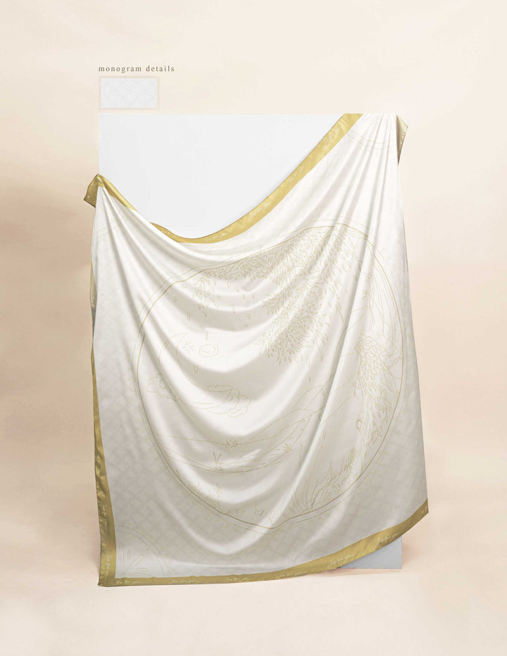 Khadeeja Satin Printed Square Gold