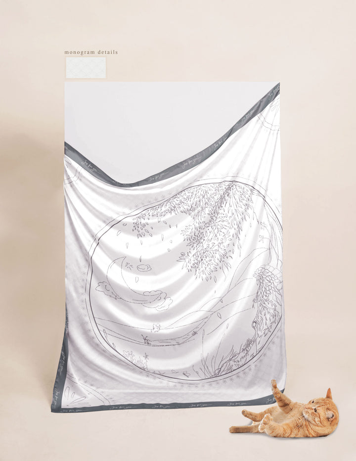 Khadeeja Satin Printed Square Silver