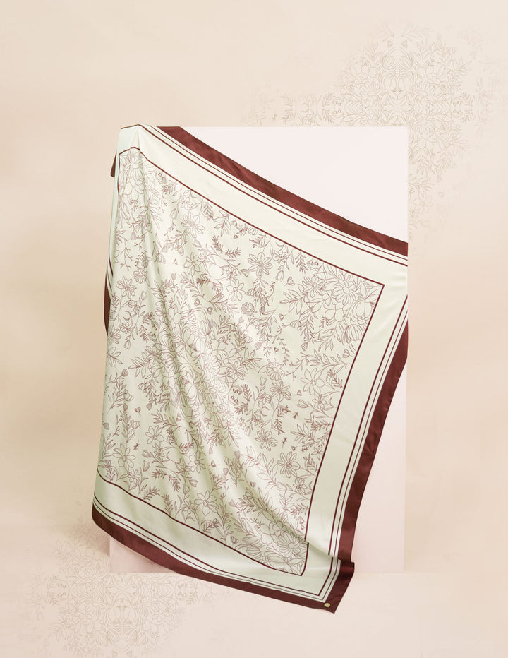 Azura Satin Printed Square Maroon