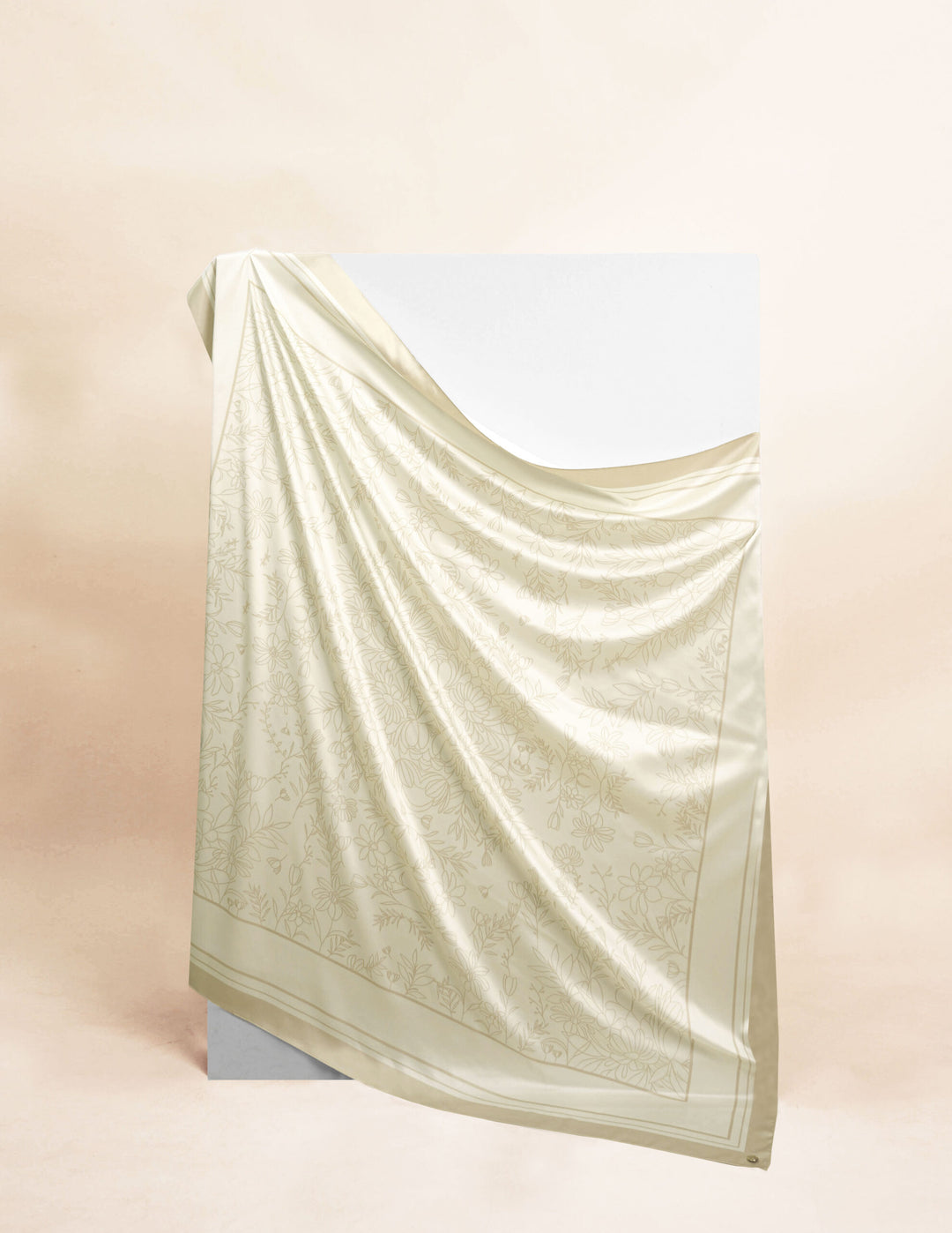 Azura Satin Printed Shawl Beige