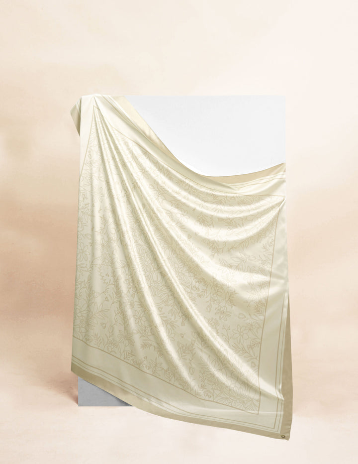 Azura Satin Printed Shawl Beige