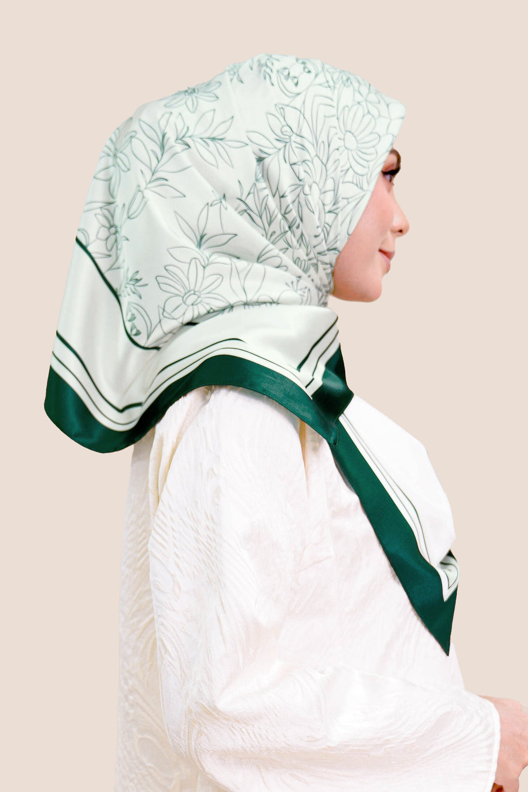 Azura Satin Printed Square Green
