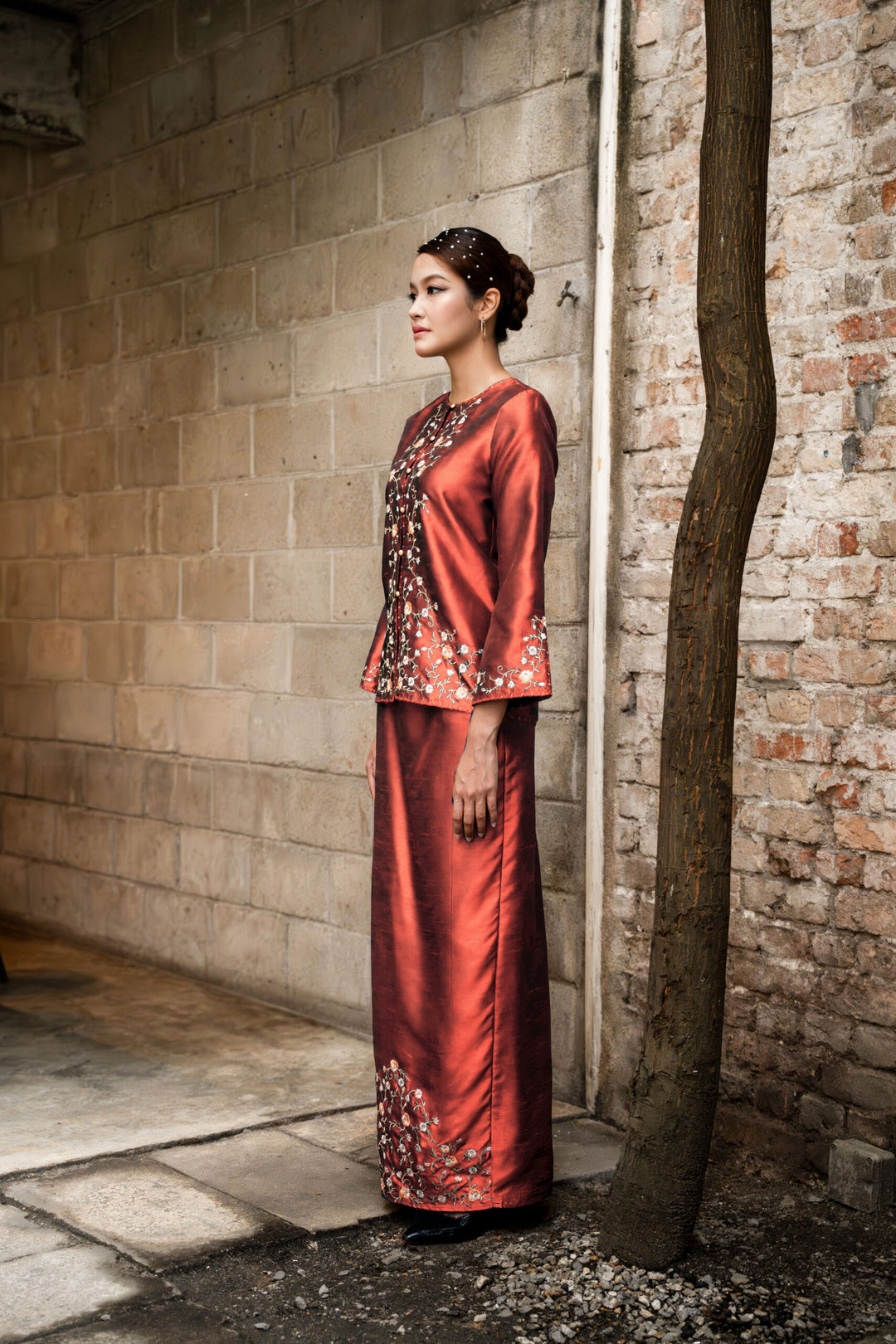 Shera Kurung in Orange