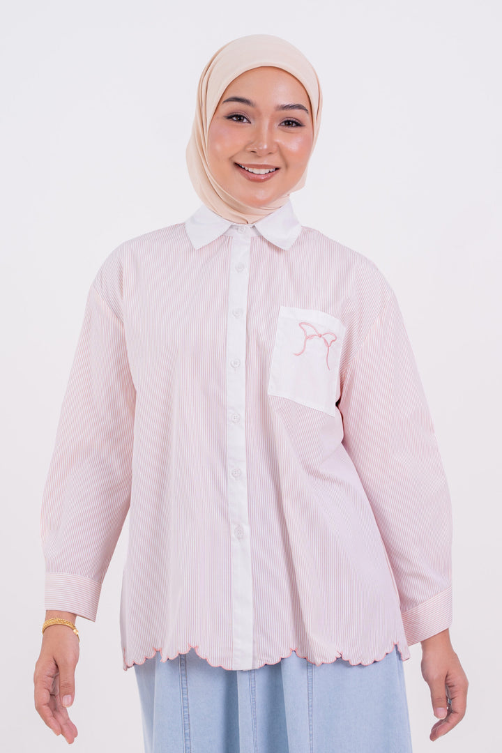 Dania Striped Print Shirt Pink