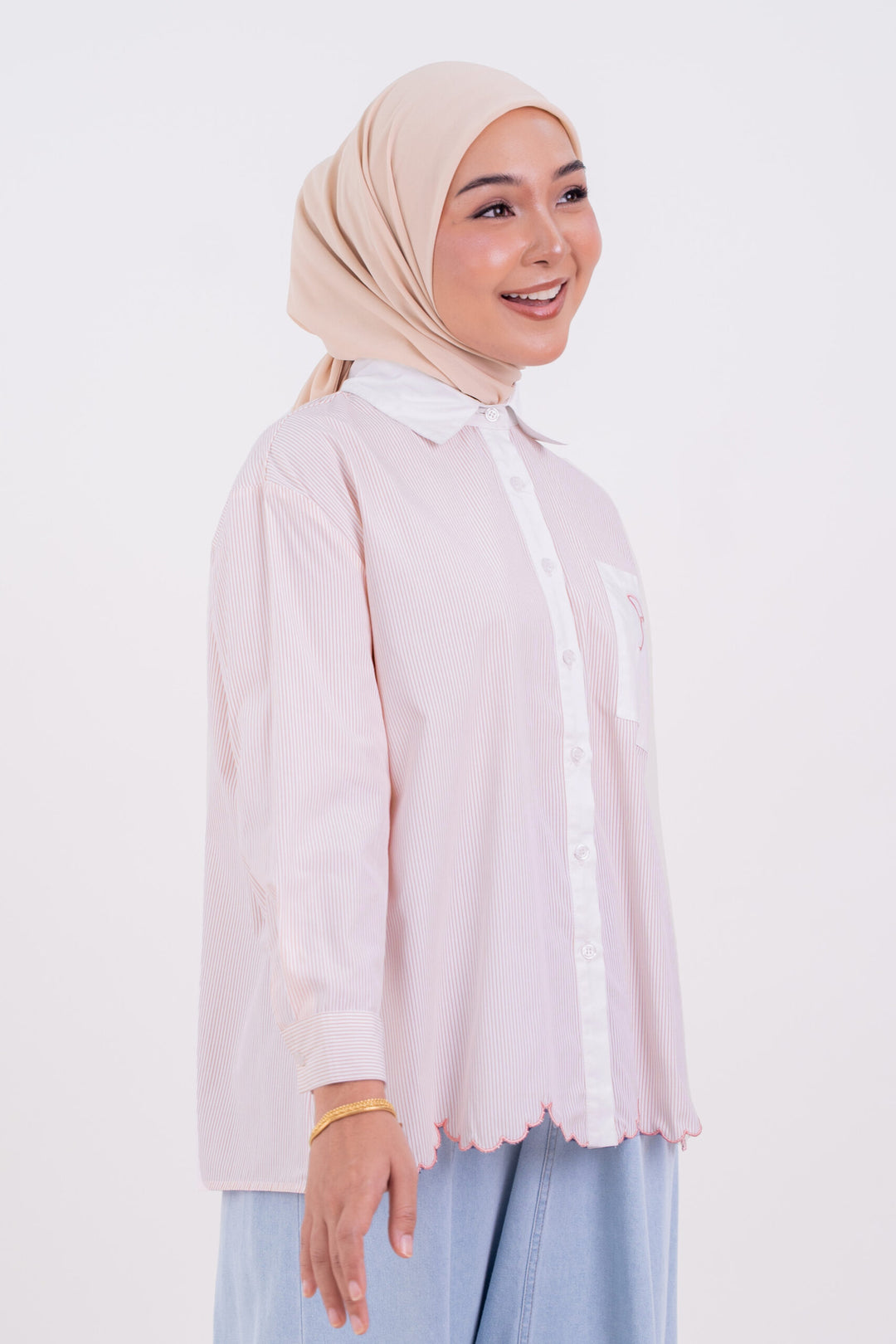 Dania Striped Print Shirt Pink