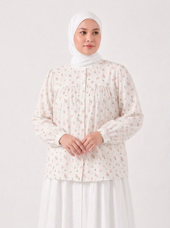Eva Plus Cotton Printed Blouse