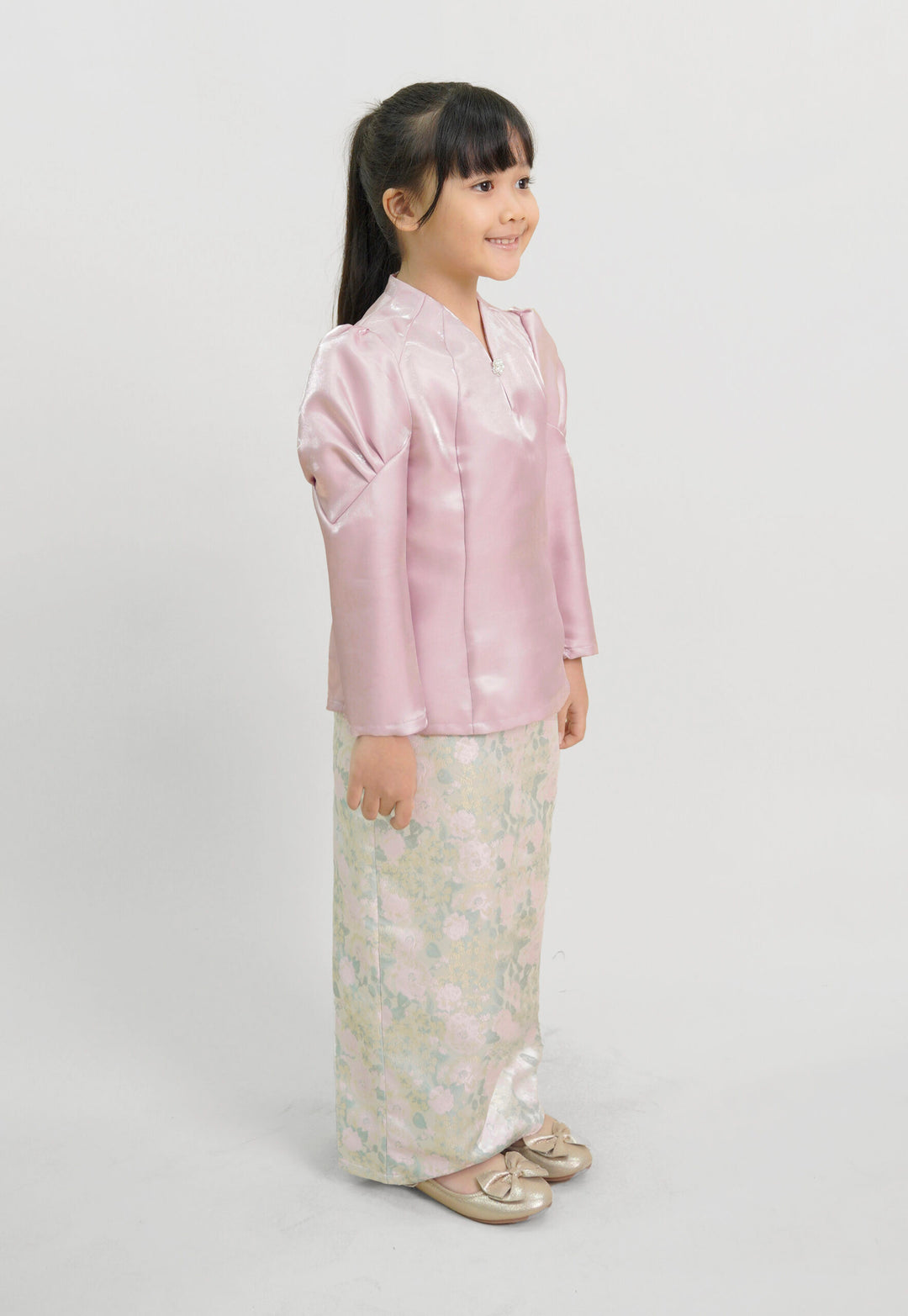 Zeeya Kids Kurung in Ash Pink