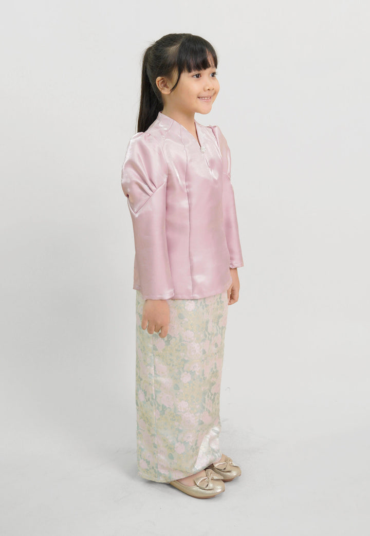 Zeeya Kids Kurung in Ash Pink