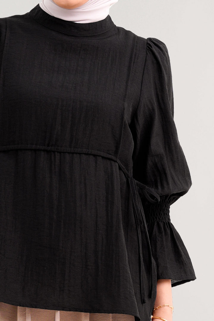 Qiena Linen Blouse Black