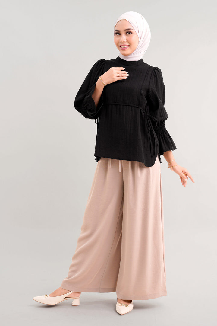 Qiena Linen Blouse Black
