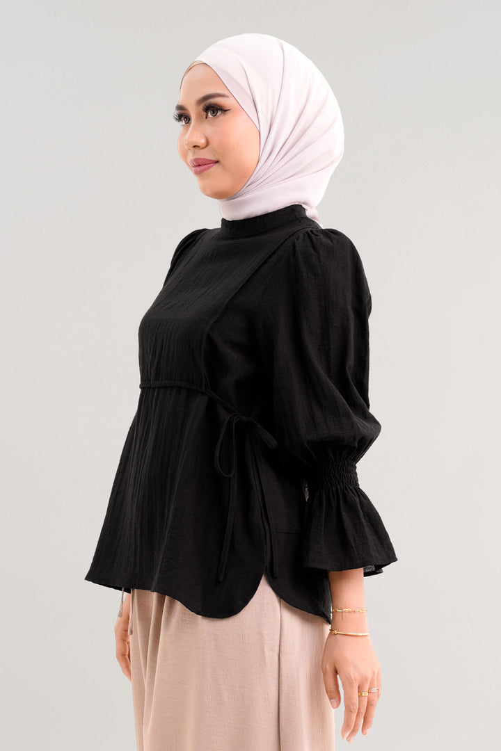 Qiena Linen Blouse Black