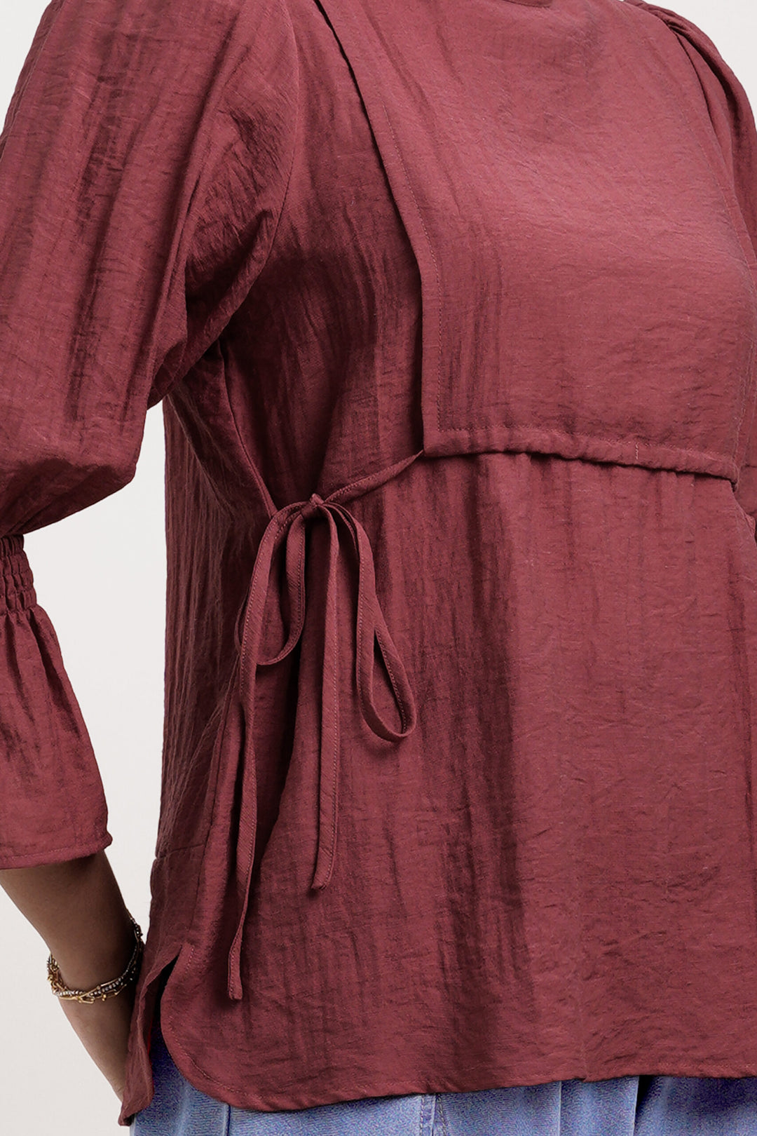 Qiena Linen Blouse Copper Red