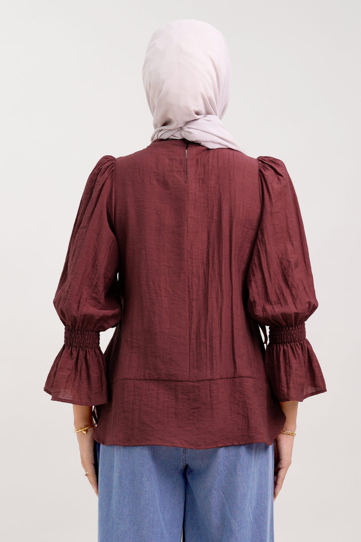 Qiena Linen Blouse Copper Red