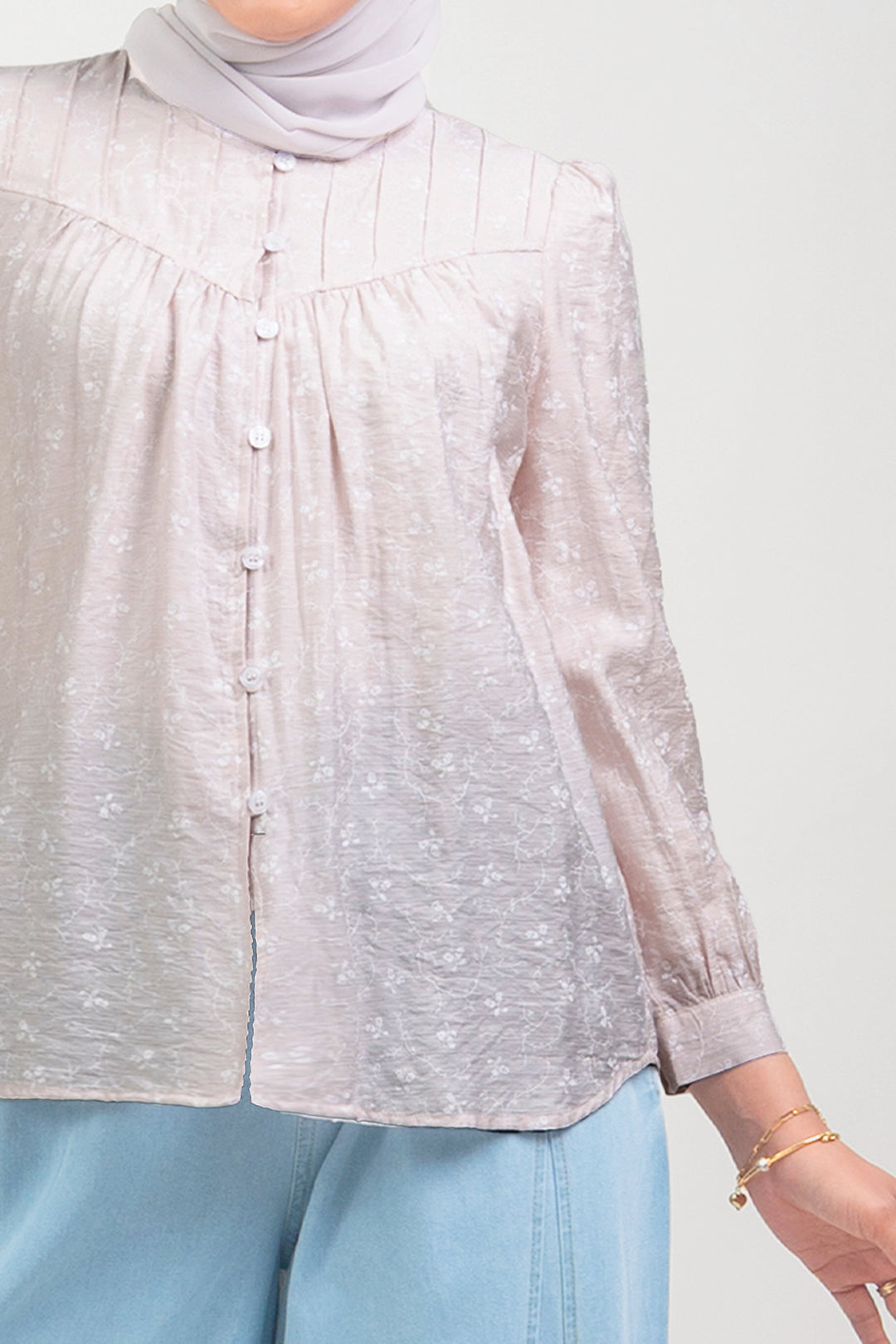 Ivy Floral Printed Blouse Pastel Pink