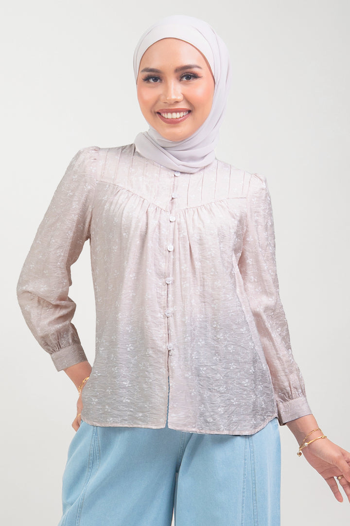 Ivy Floral Printed Blouse Pastel Pink
