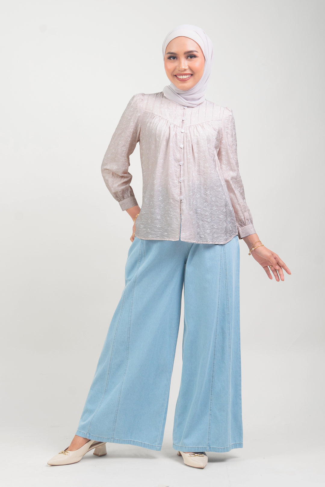 Ivy Floral Printed Blouse Pastel Pink
