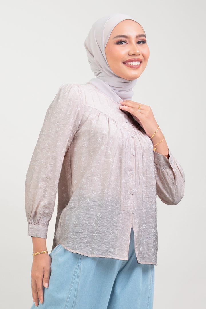 Ivy Floral Printed Blouse Pastel Pink