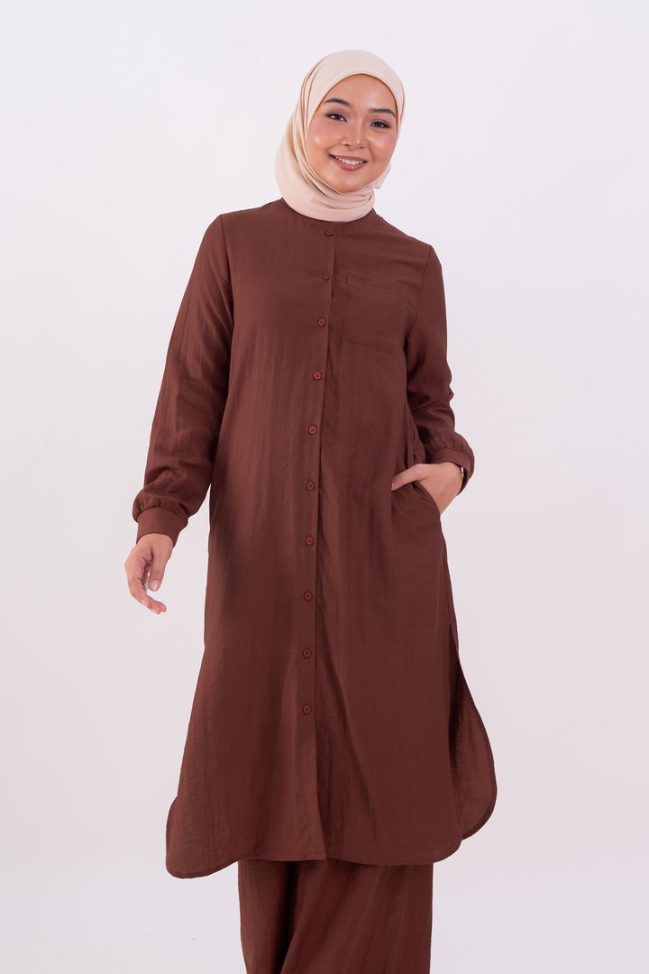 Sienna Long Blouse Red Bean