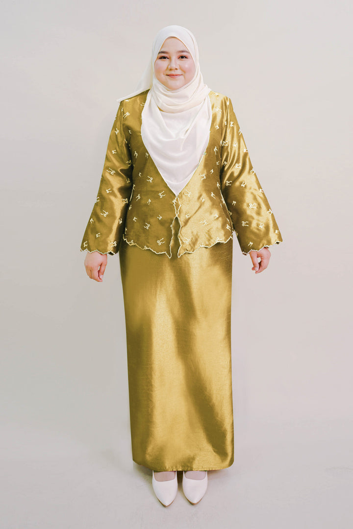 Ilona Plus Size Kebaya Modern in Olive Gold
