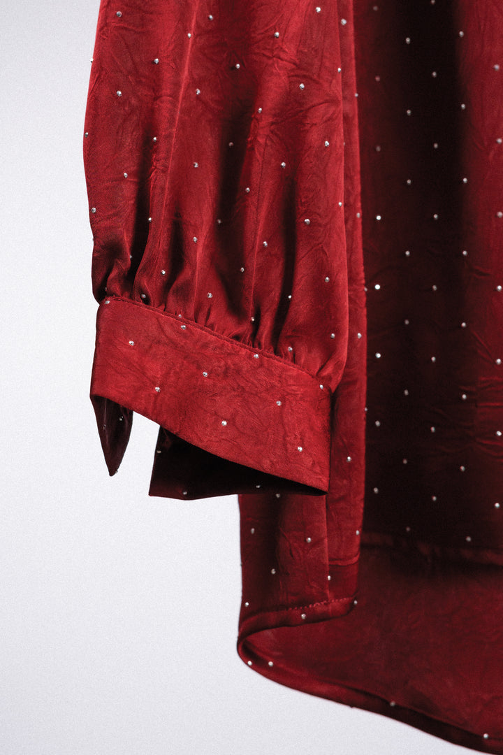 Silvie Plus Crystal Crush Satin Blouse