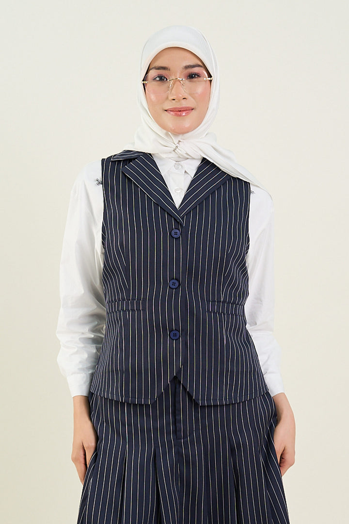 Naomi Stripe Vest Navy