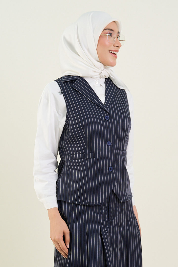 Naomi Stripe Vest Navy