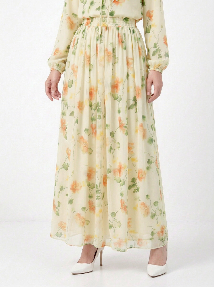 Moira Printed Chiffon Skirt (B)