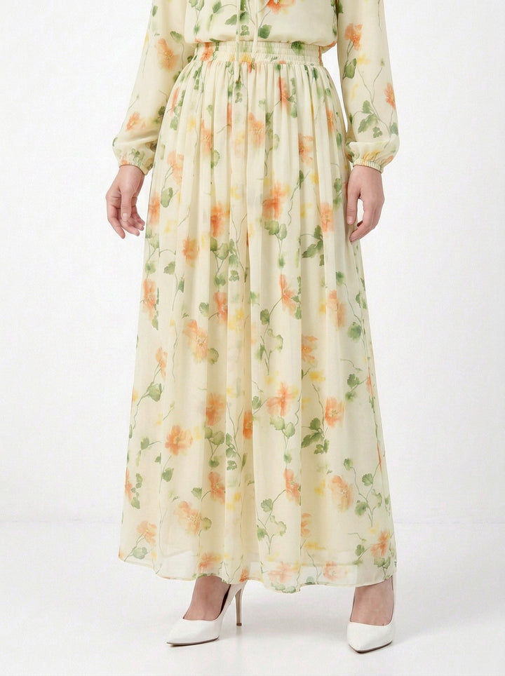 Moira Printed Chiffon Skirt (B)