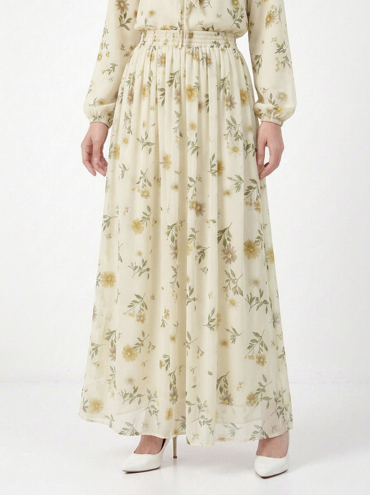 Moira Printed Chiffon Skirt (A)
