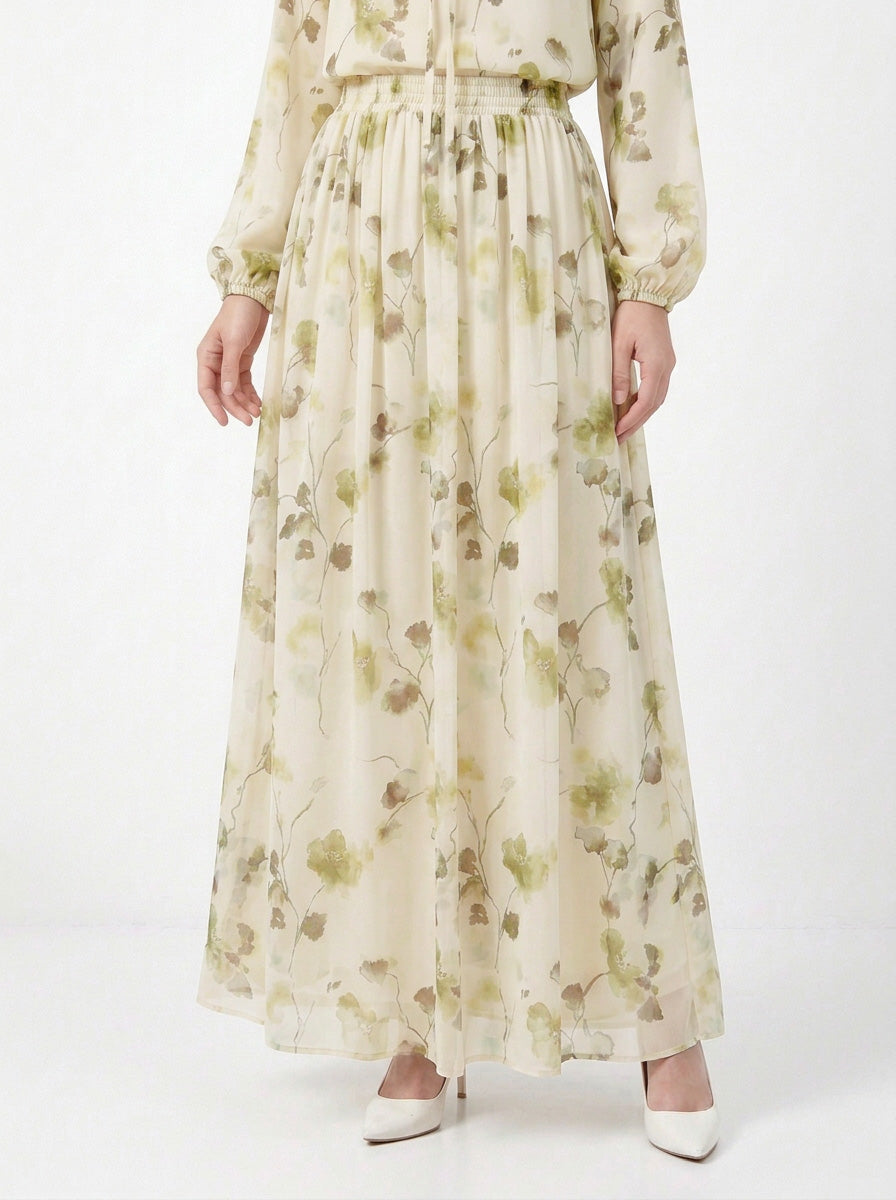 Moira Printed Chiffon Skirt (B)