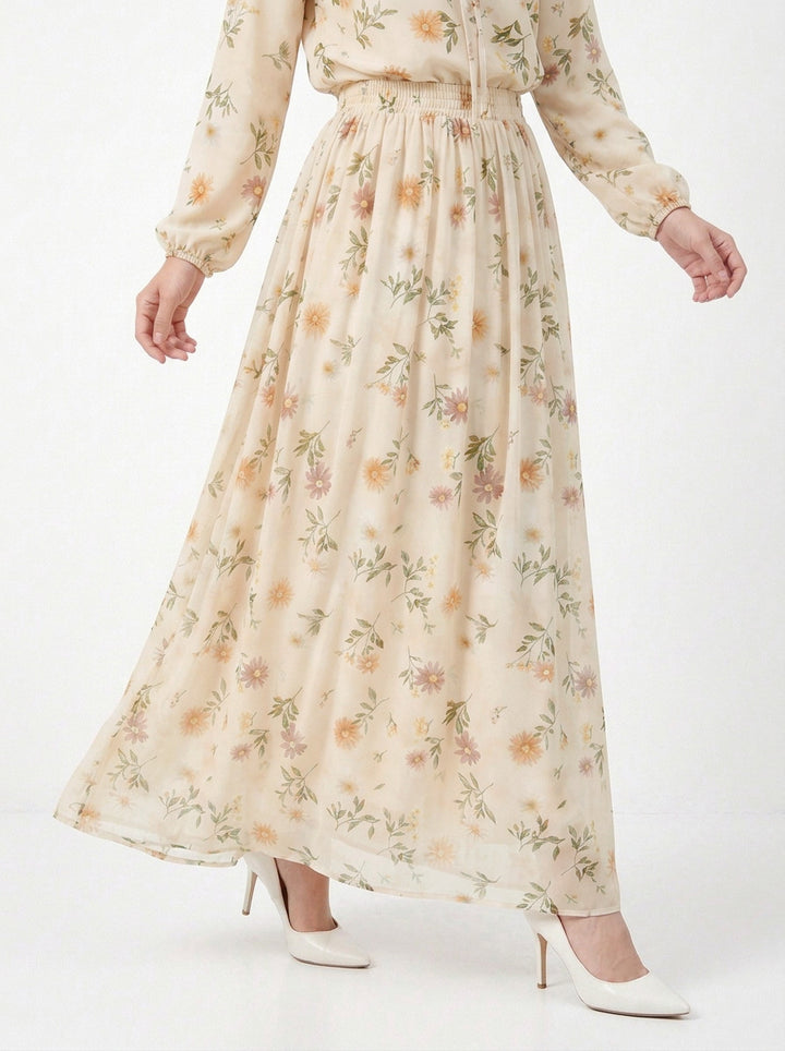 Moira Printed Chiffon Skirt (A)