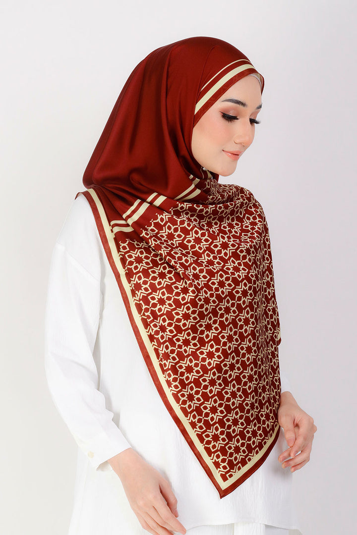 Zahra Printed Shawl Brick Red