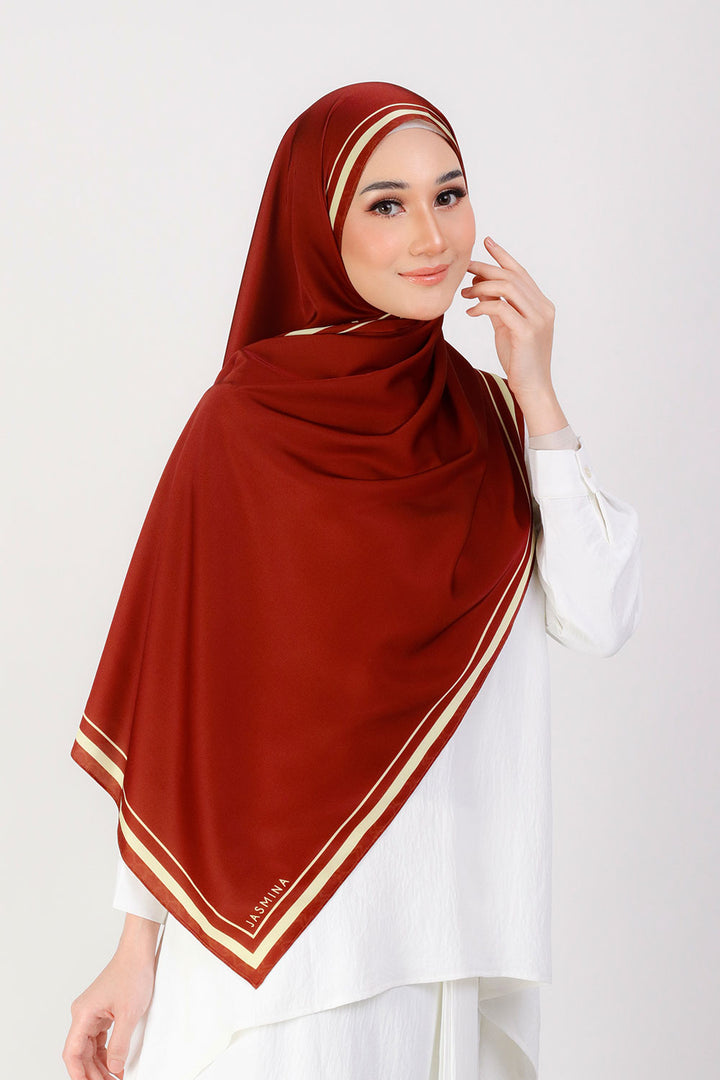 Zahra Printed Shawl Brick Red