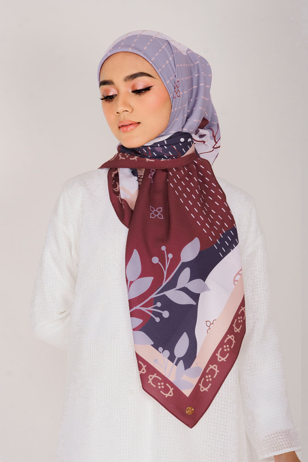 Ammara Printed Square Maroon