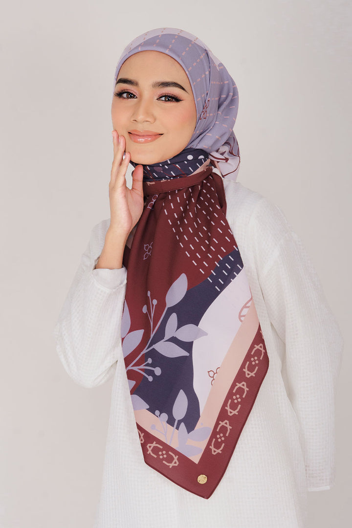 Ammara Printed Square Maroon