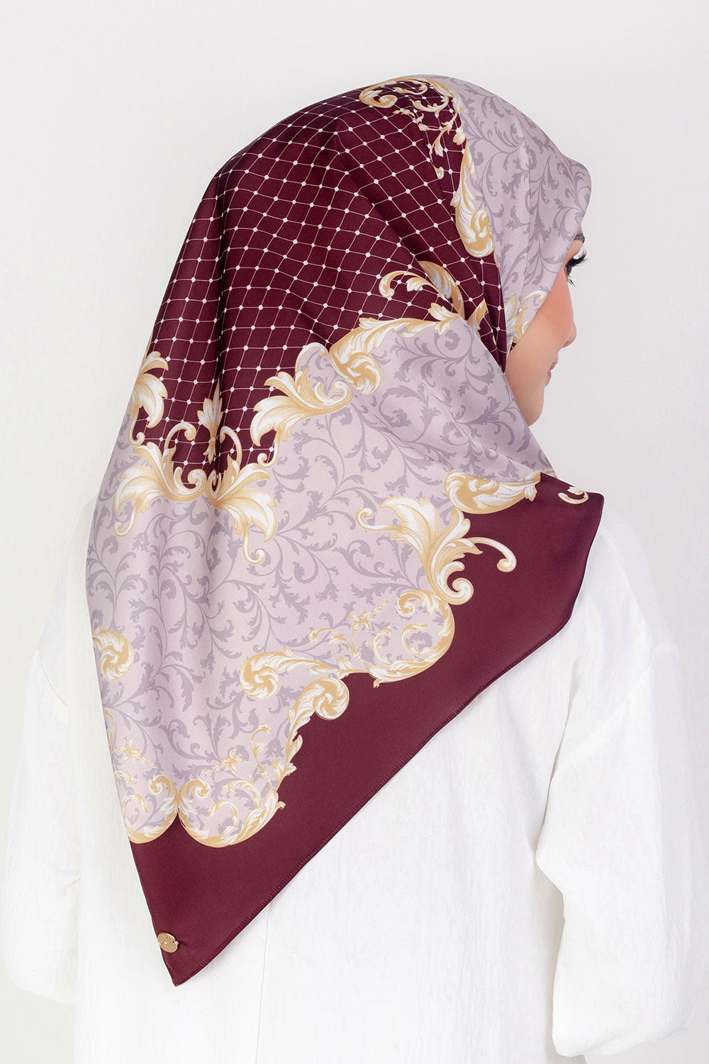 Clara Printed Square Burgundy Purple