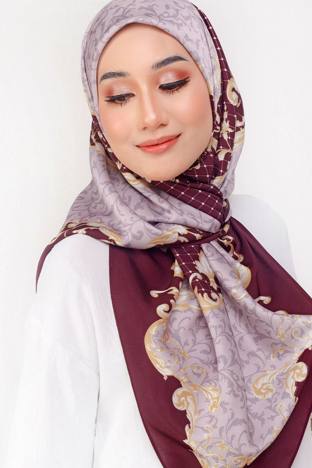 Clara Printed Square Burgundy Purple