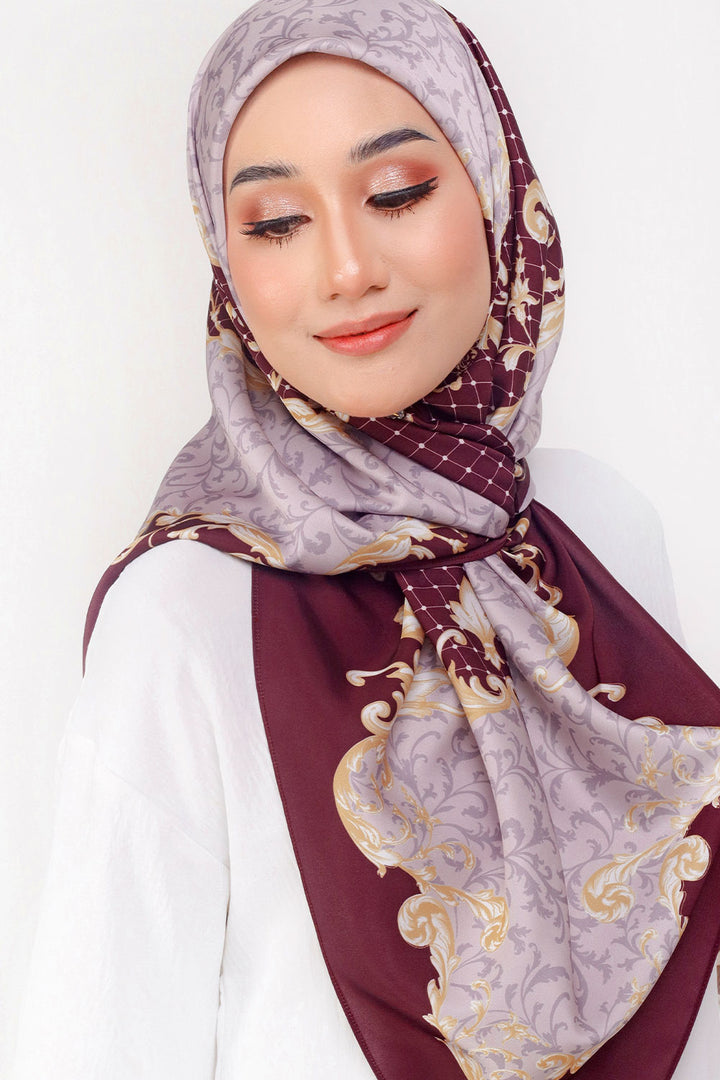 Clara Printed Square Burgundy Purple