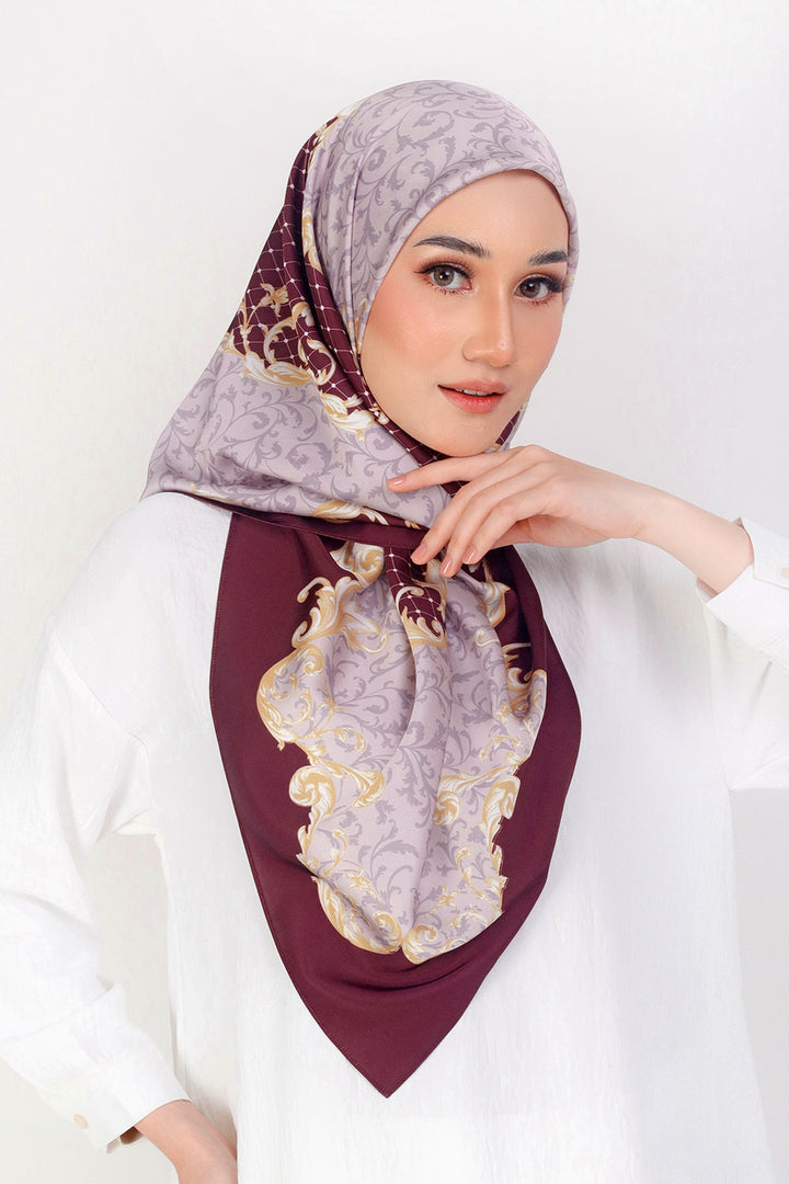 Clara Printed Square Burgundy Purple