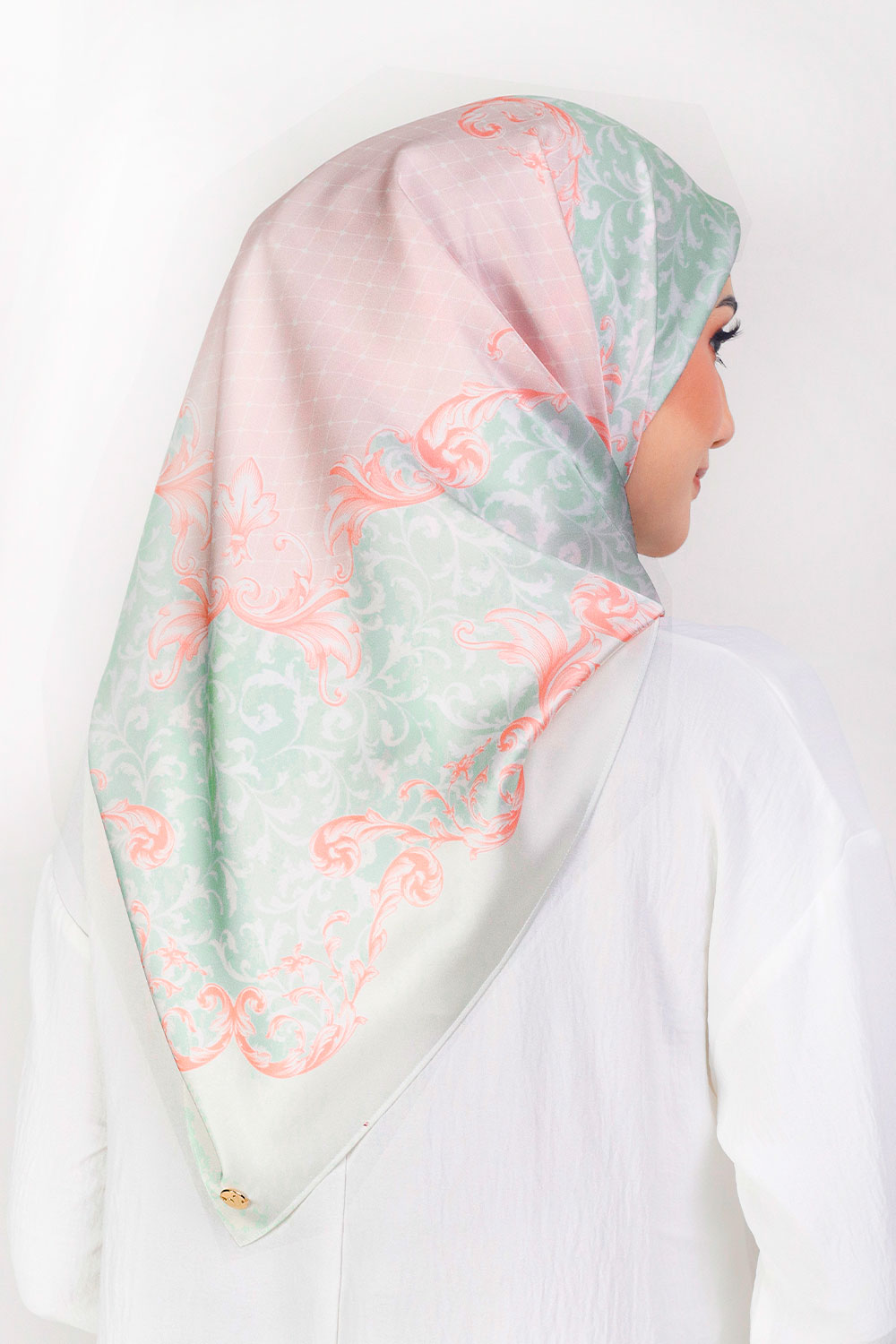 Clara Printed Square Cream Green