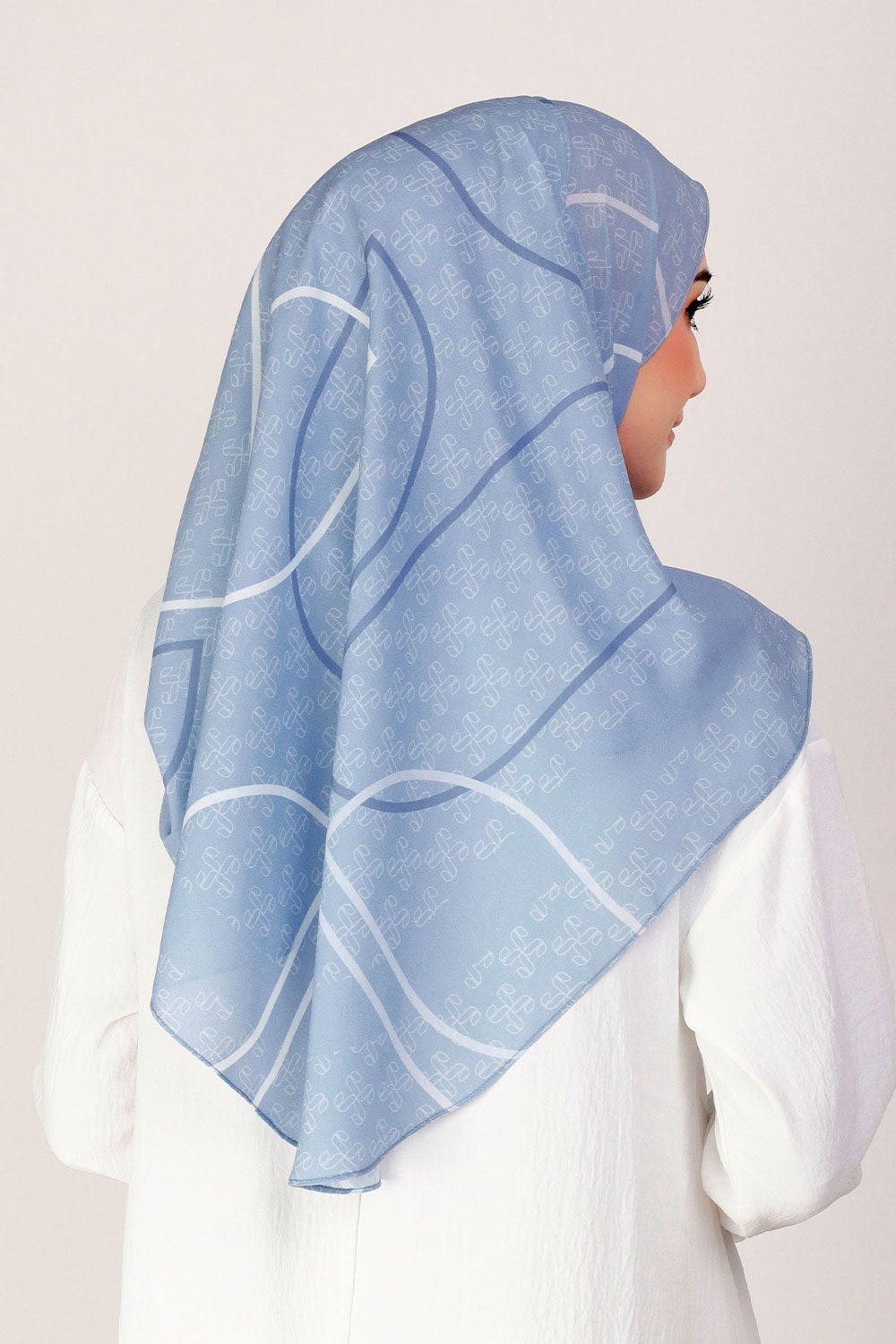 Jasmina Monogram Printed Shawl Blue