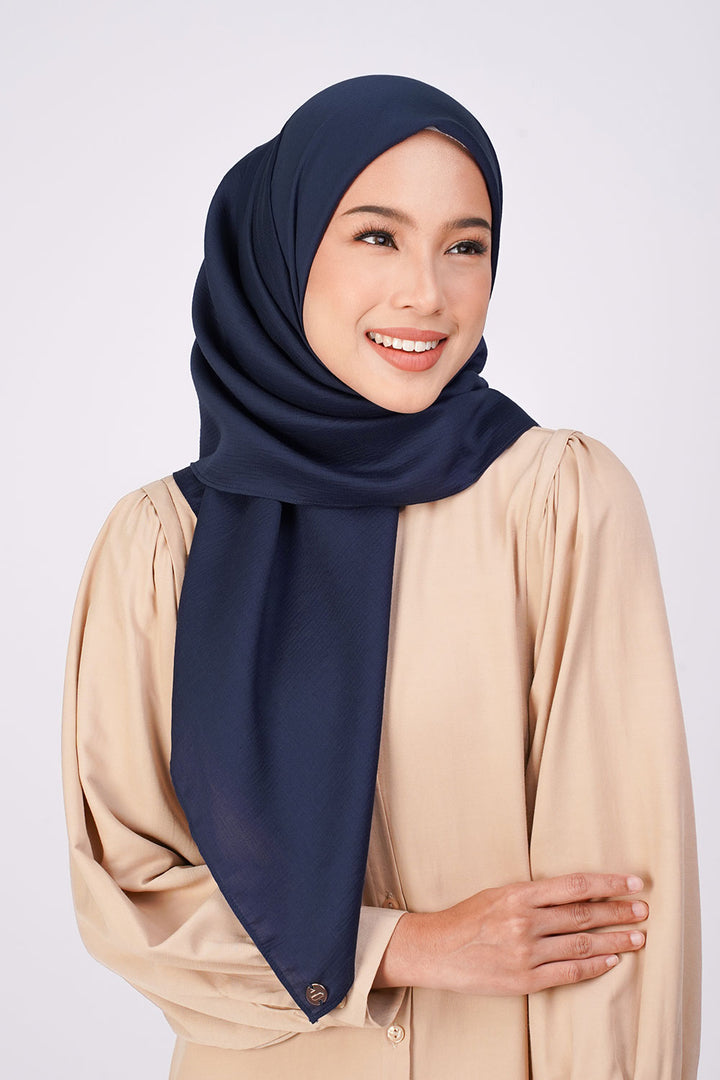 Amaya Texture Chiffon Square Navy Blue